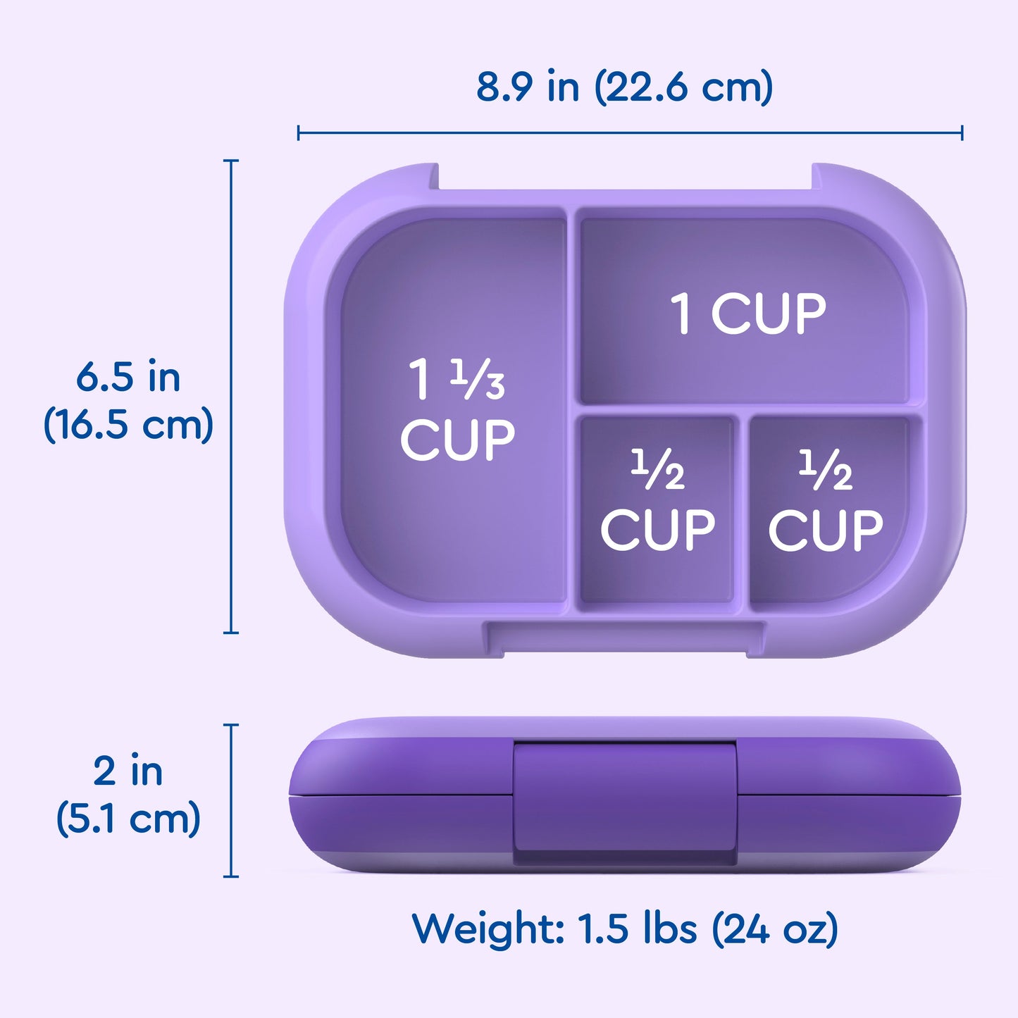 Bentgo® Chill Kids Lunch Box - Purple | Dimensions