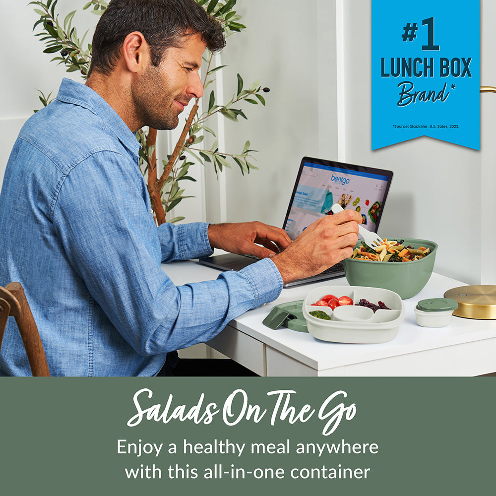 Bentgo® Salad Container (2-Pack) - Khaki Green | Salads On The Go - Enjoy A Healthy Meal Anywhere With This All-In-One Container
