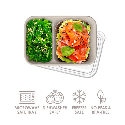 Bentgo® Prep 2-Compartment Snack Containers (20-Piece) - Clay | Microwave Safe Tray, Dishwasher Safe, Freezer Safe, No PFAs & BPA-Free