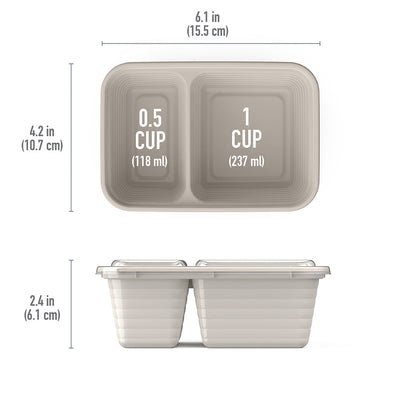 Bentgo® Prep 2-Compartment Snack Containers (20-Piece) - Clay | Product Dimensions