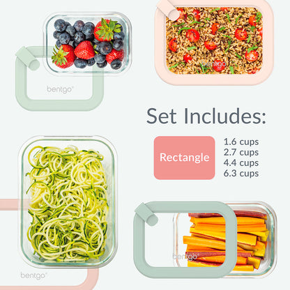 Bentgo Signature Glass Food Storage Set (8-Piece) - Desert Sage | Dimensions + What’s In The Box